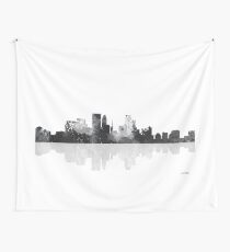 Minneapolis, Minnesota Skyline - Black and White Wall Tapestry