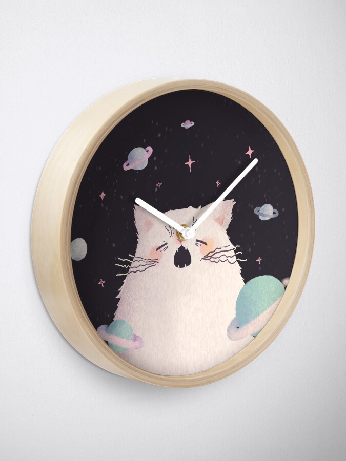 Alternate view of Yawning Space God Cat Clock