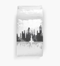 New York, NY Skyline - Black and White Duvet Cover