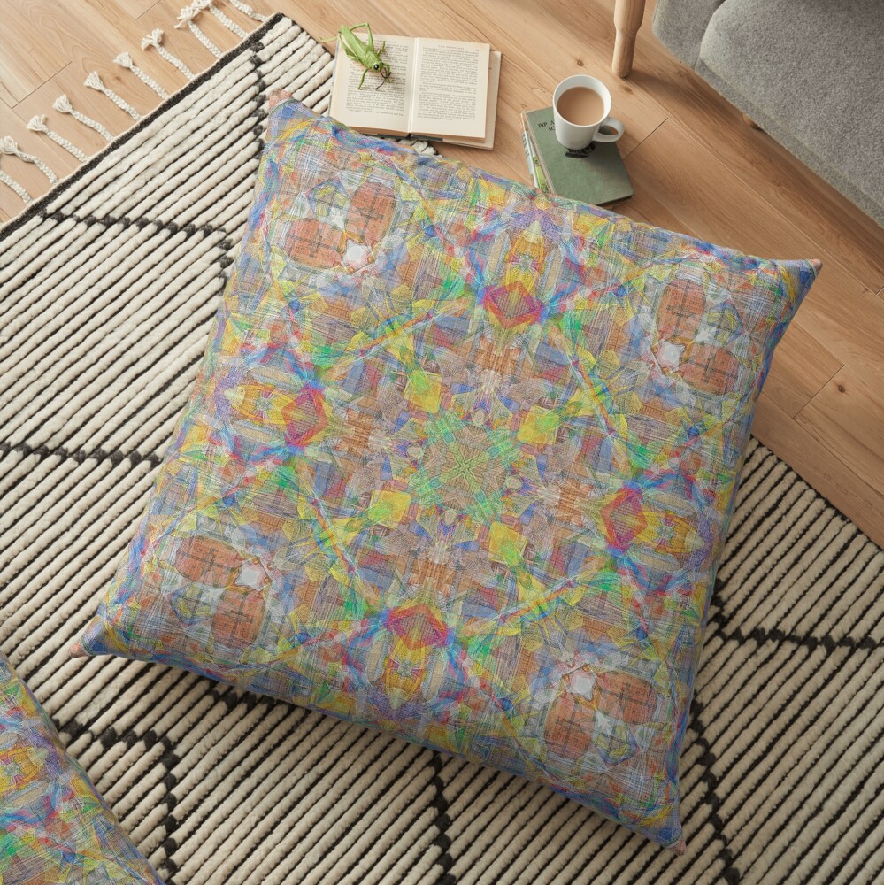 BOUDHANATH NEPAL PRAYER FLAGS AND BRICK HOUSES 3 Floor Pillow