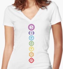 Chakras - The 7 Centers of Force Women's Fitted V-Neck T-Shirt