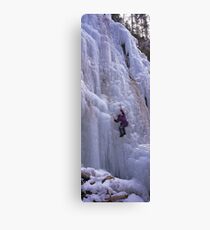 Maligne Fall Ice Climber Canvas Print