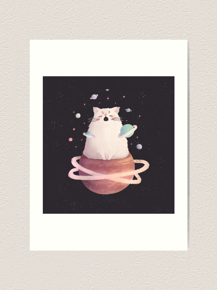 Alternate view of Yawning Space God Cat Art Print