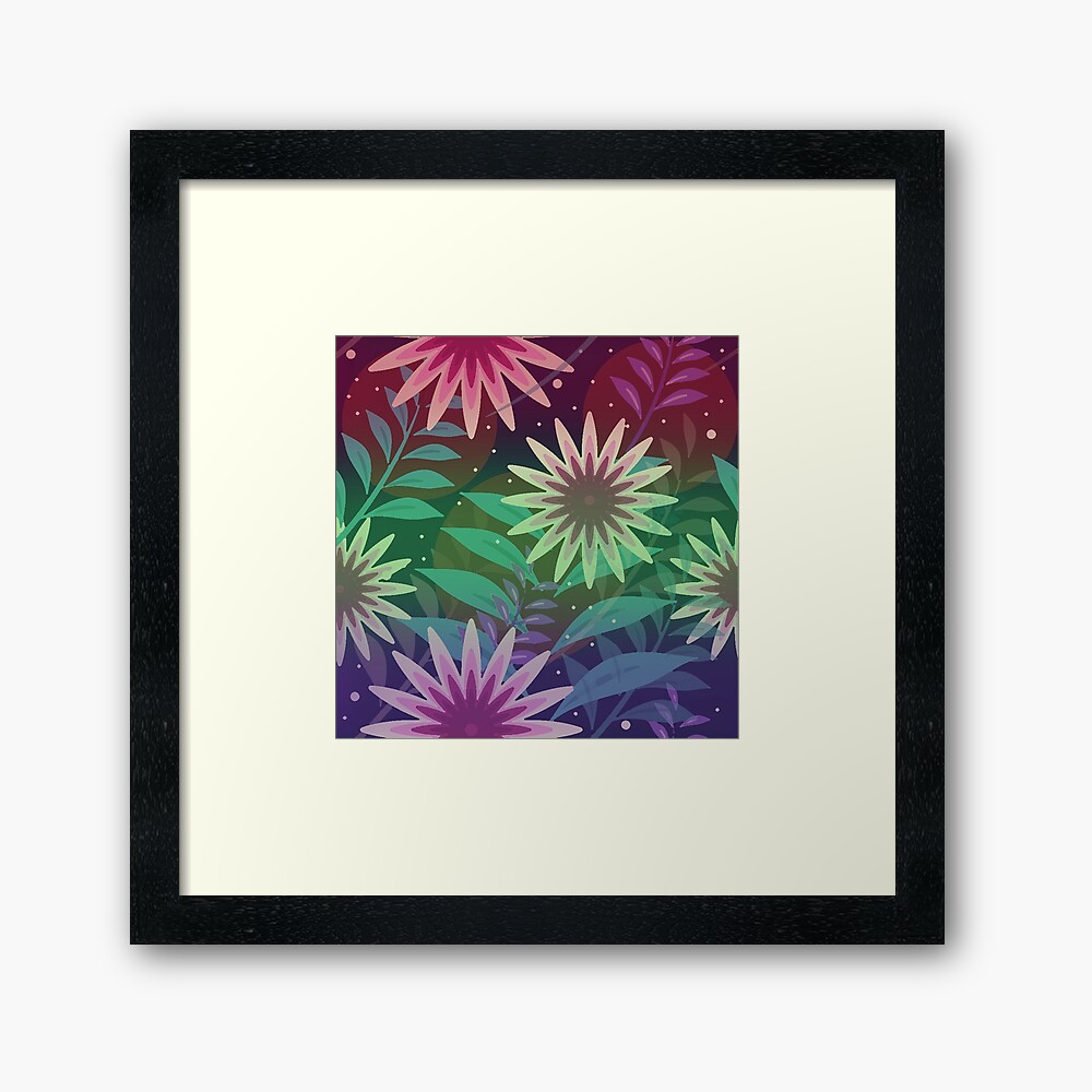 Colorful Flower Power Boho Chic Hippie 60's Floral Jungle Framed Art