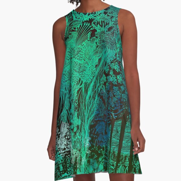 Turquoise Jungle A-Line Dress