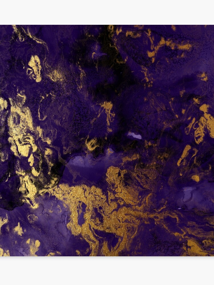 Dark Purple Ink Marble Texture With Gold Veins Canvas Print By