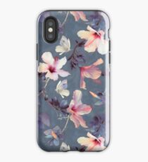 Vinilo o funda para iPhone Mariposas y flores de hibisco - un patrón pintado