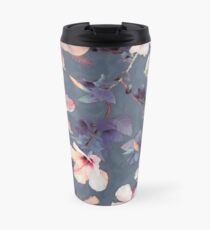 Butterflies and Hibiscus Flowers - a painted pattern Travel Mug