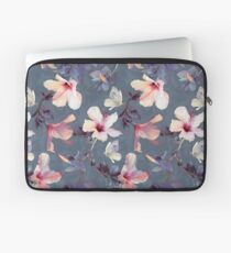 Butterflies and Hibiscus Flowers - a painted pattern Laptop Sleeve