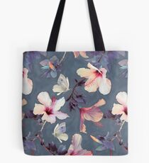 Bolsa de tela Mariposas y flores de hibisco - un patrón pintado