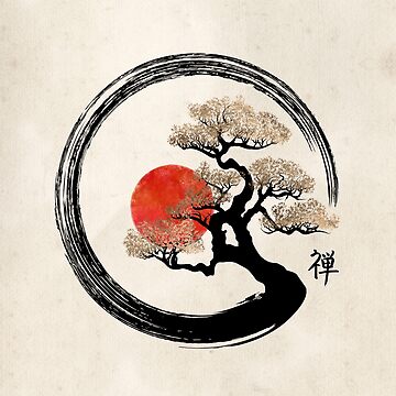 Artwork thumbnail, Enso Circle and Bonsai Tree on Canvas by k9printart