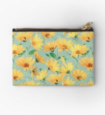 Bolso de mano Margaritas amarillas doradas pintadas en verde salvia suave