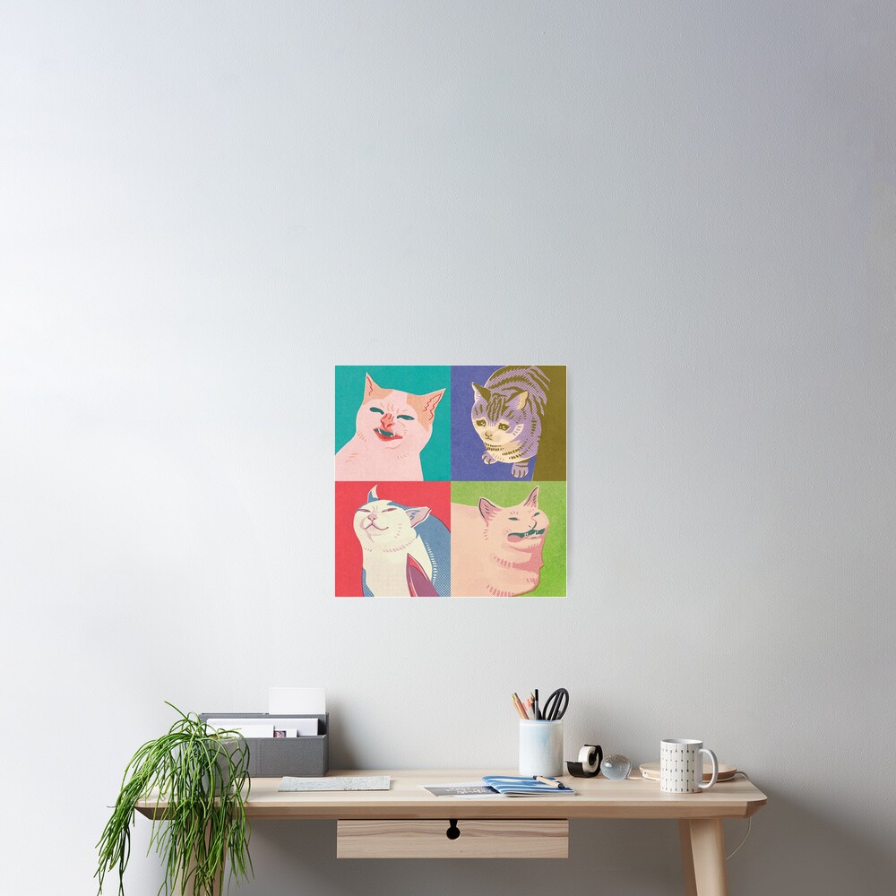 Four Meme Cats of the Apocalypse Poster