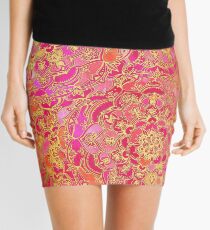 Pink und Gold Barock Blumenmuster Minirock