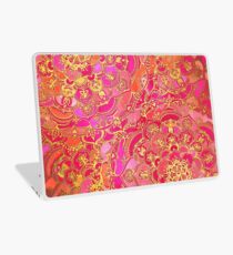 Pink und Gold Barock Blumenmuster Laptop Folie