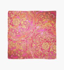 Hot Pink and Gold Baroque Floral Pattern Scarf