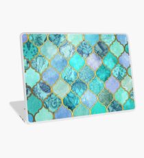 Coole Jade & Icy Mint dekorative marokkanische Fliesenmuster Laptop Folie