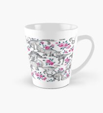 Dinosaurier und Rosen - weiß Tasse (konisch)