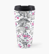Dinosaurs and Roses – white Travel Mug