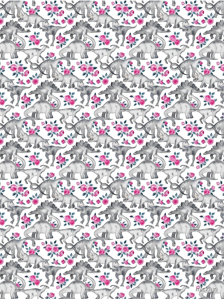 Dinosaurs and Roses – white by micklyn
