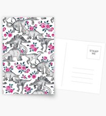 Dinosaurs and Roses – white Postcards