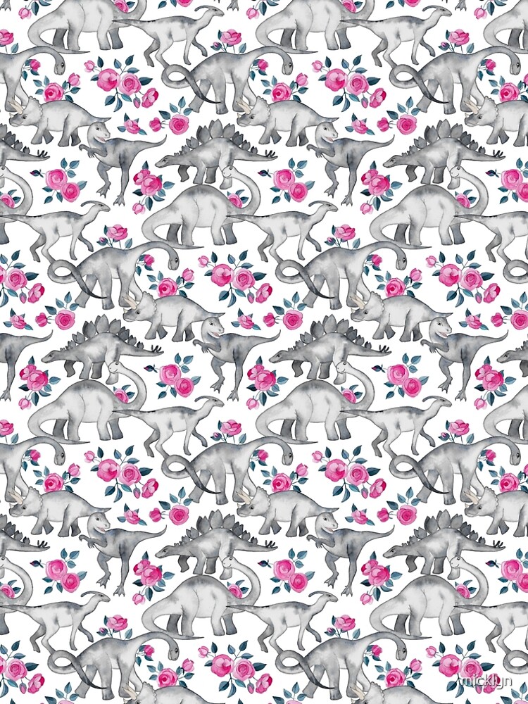 Dinosaurs and Roses – white by micklyn
