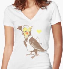 Cockatiel Maid Women's Fitted V-Neck T-Shirt
