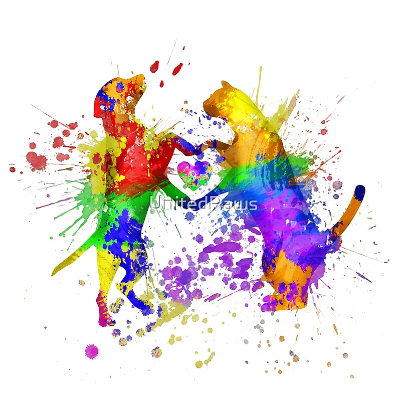 "Pride Rainbow Dog & Cat Love" by UnitedPaws Redbubble