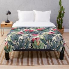 Gemaltes Protea-Muster Fleecedecke