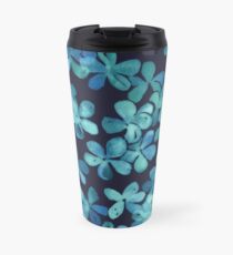 Handgemalte Blumenmuster in Teal & Navy Blue Thermobecher