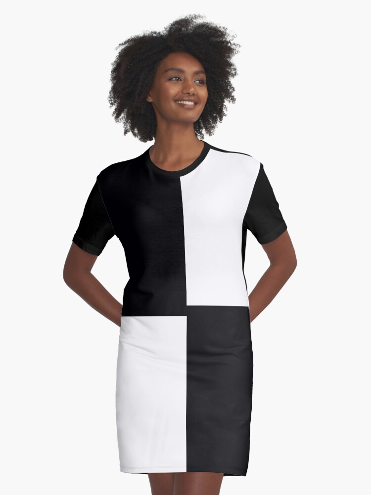 Ladies 60s Retro Mod Vintage Black /& White Quadrant Dress