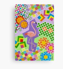 FLAMINGO IN COLORS AND SHAPES WITH SQUARS Canvas Print