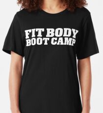 Fit Body Boot Camp Stacked Logo (White) Slim Fit T-Shirt