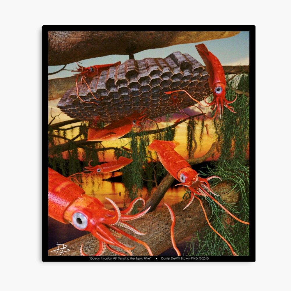 Ocean Invasion #8: Tending the Squid Hive Canvas Print