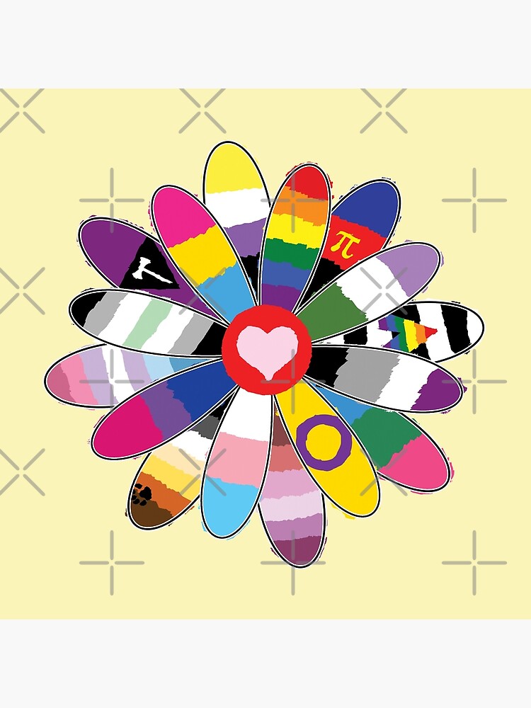 "LGBTQ Pride Flag Flower" Throw Pillow by 2catminimum Redbubble