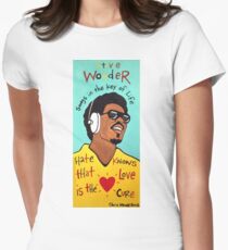 Stevie Wonder Pop Folk Art Women's Fitted T-Shirt