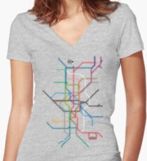 London Underground Women's Fitted V-Neck T-Shirt
