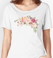 Romantic Watercolor Flower Bouquet Women's Relaxed Fit T-Shirt