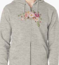 Romantischer Aquarell-Blumen-Blumenstrauß Hoodie mit Reißverschluss