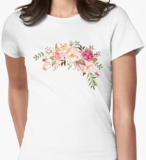 Romantischer Aquarell-Blumen-Blumenstrauß Tailliertes T-Shirt