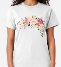 Romantic Watercolor Flower Bouquet Classic T-Shirt