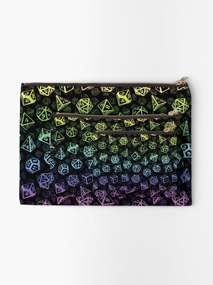 Alternate view of D20 Dice Set Pattern (Rainbow) Zipper Pouch