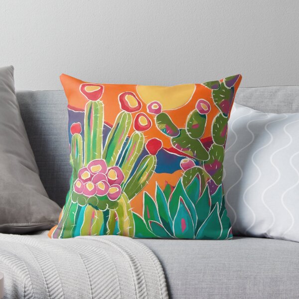 Cacti Sunset Throw Pillow