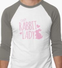 Crazy Rabbit (bunny) lady in pink Men's Baseball ¾ T-Shirt