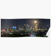 Supermoon über Downtown Fort Worth Poster
