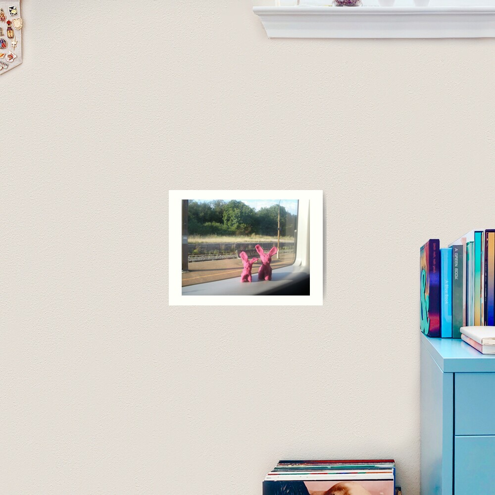 Rabbits on a train Art Print