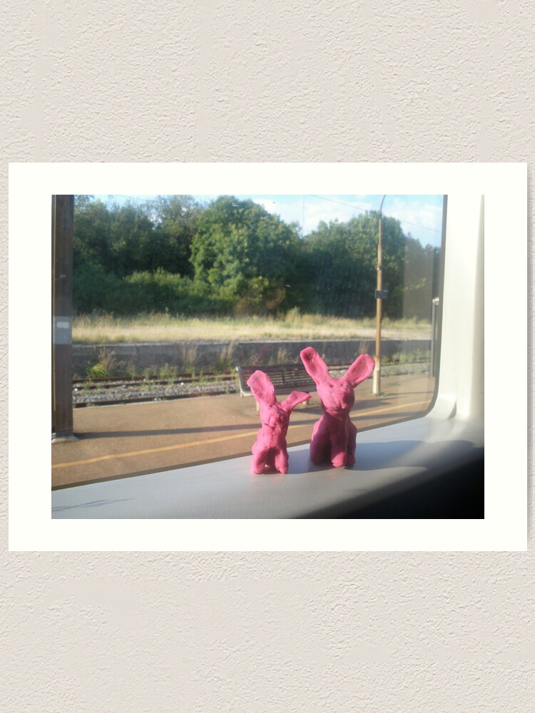 Alternate view of Rabbits on a train Art Print