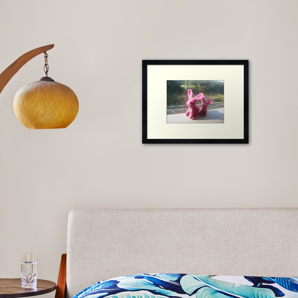 Rabbits on a train II Framed Art Print
