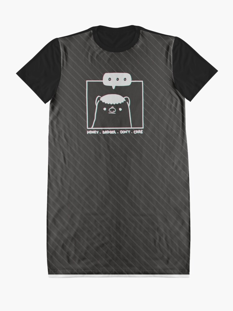 Alternate view of Honey Badger Don't Care - Monochrome 3D Graphic T-Shirt Dress