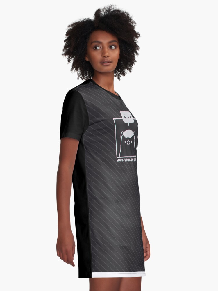 Alternate view of Honey Badger Don't Care - Monochrome 3D Graphic T-Shirt Dress